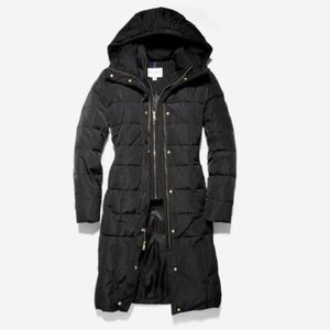 Women's Signature 40" Taffeta Down Black Parka with Hood XS